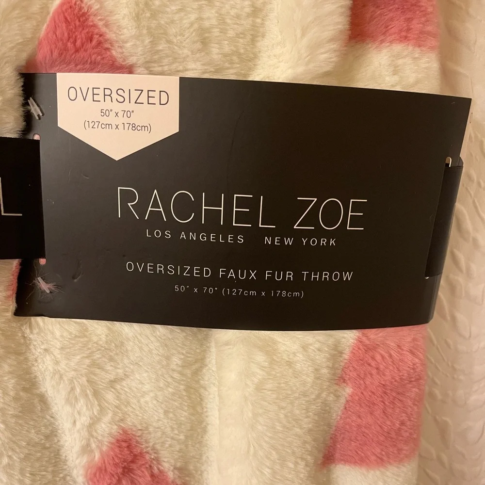 Rachel Zoe “Pink Christmas Trees” Oversized Faux Fur Throw blanket - NWT ***
